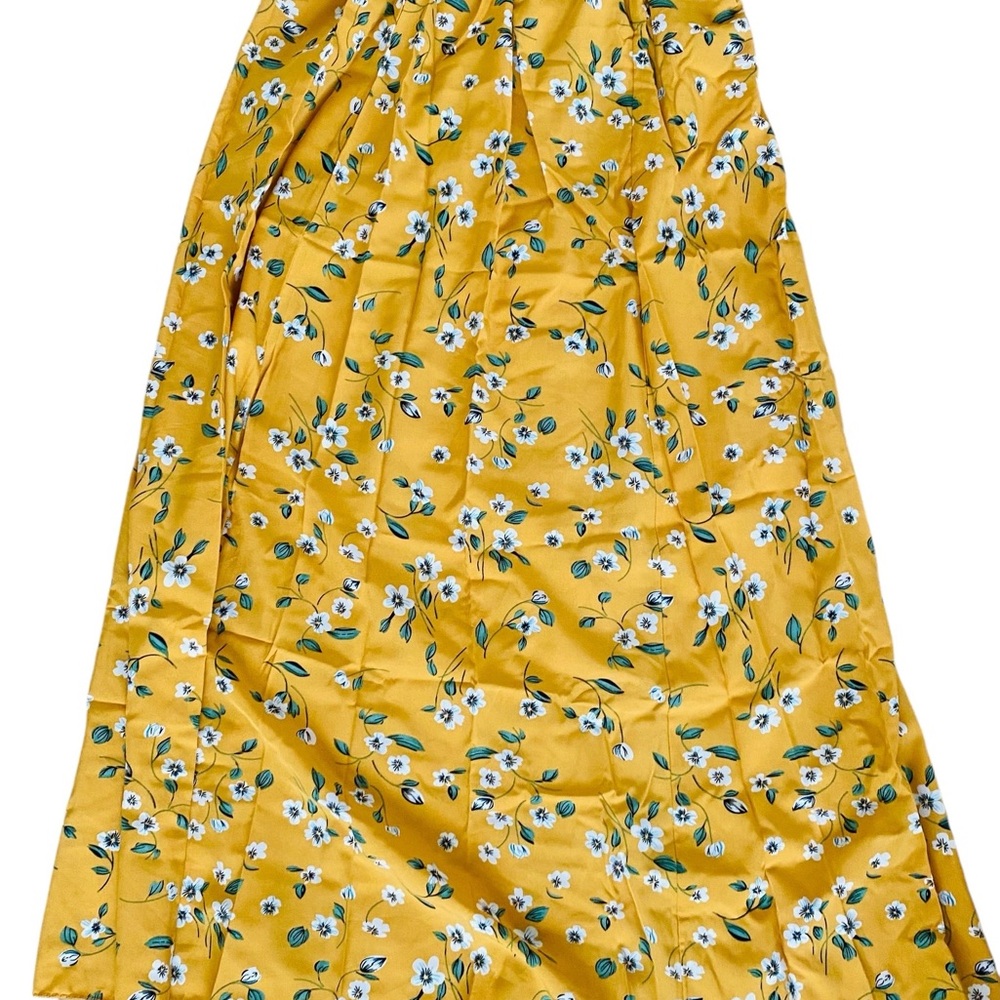 Woman’s Floral Yellow Maxi Skirt White Flowers - Picture 3 of 10